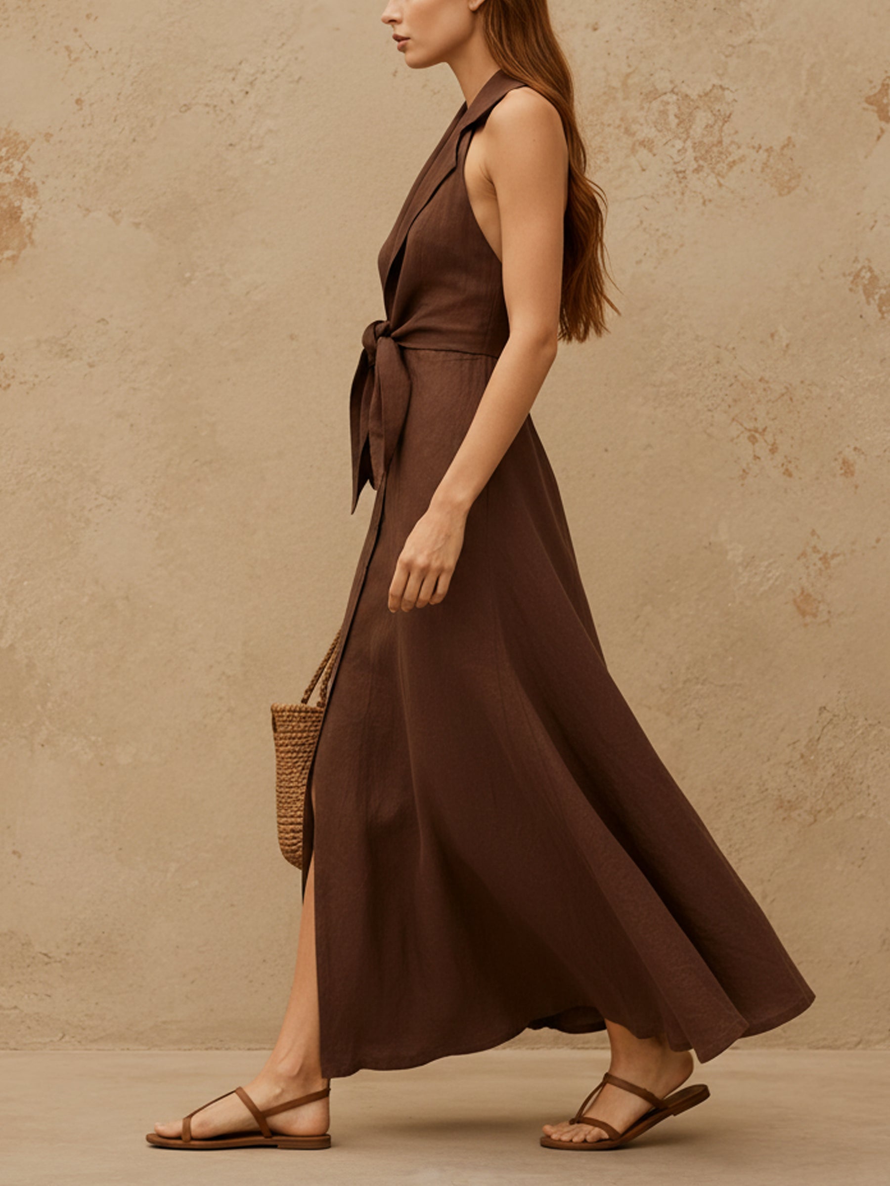 Valencia Halter Tie-Waist Maxi Dress