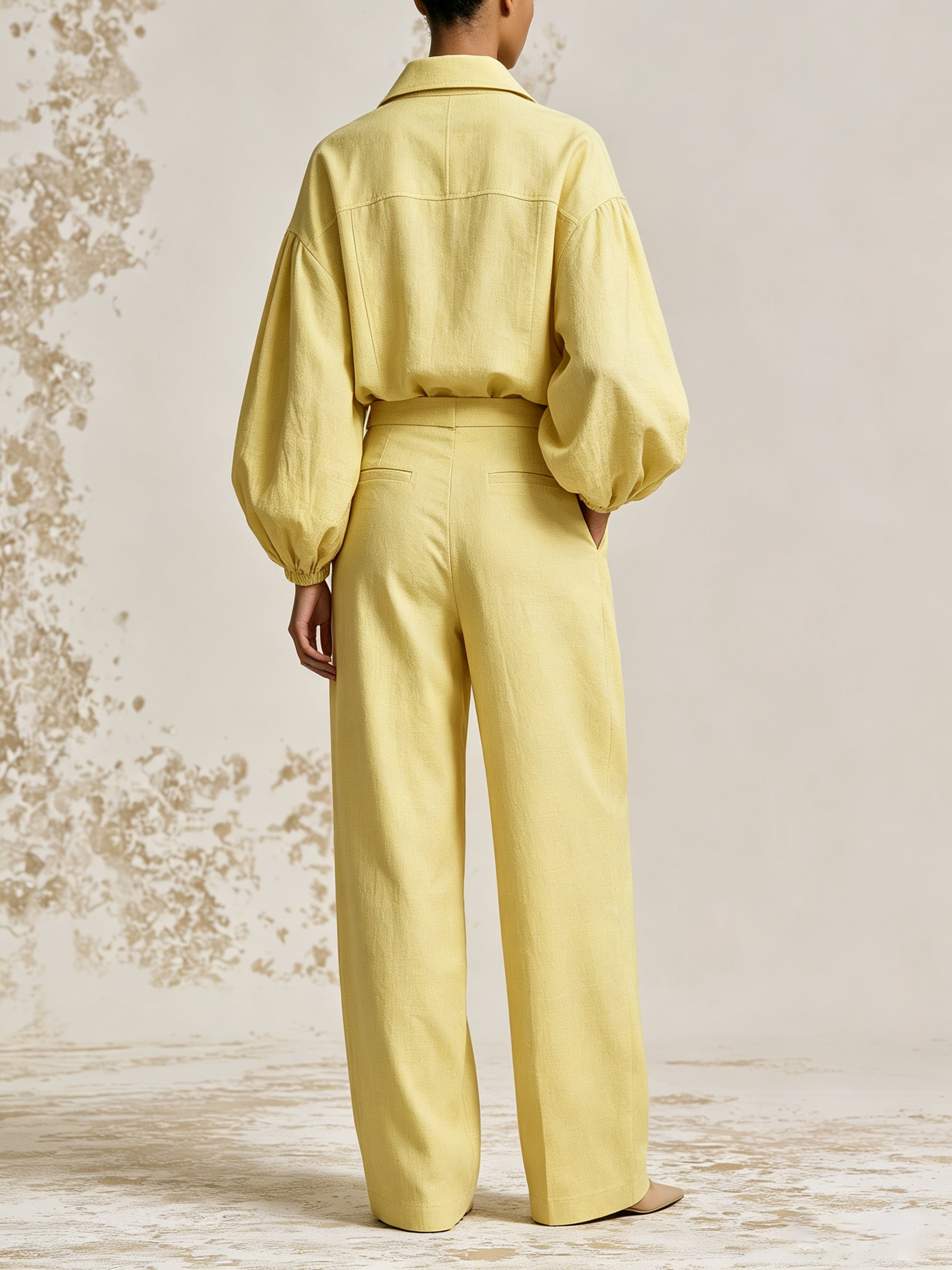 Women's Casual Two-Piece Set – Loose Lapel Top And High-Waisted Wide-Leg Pants