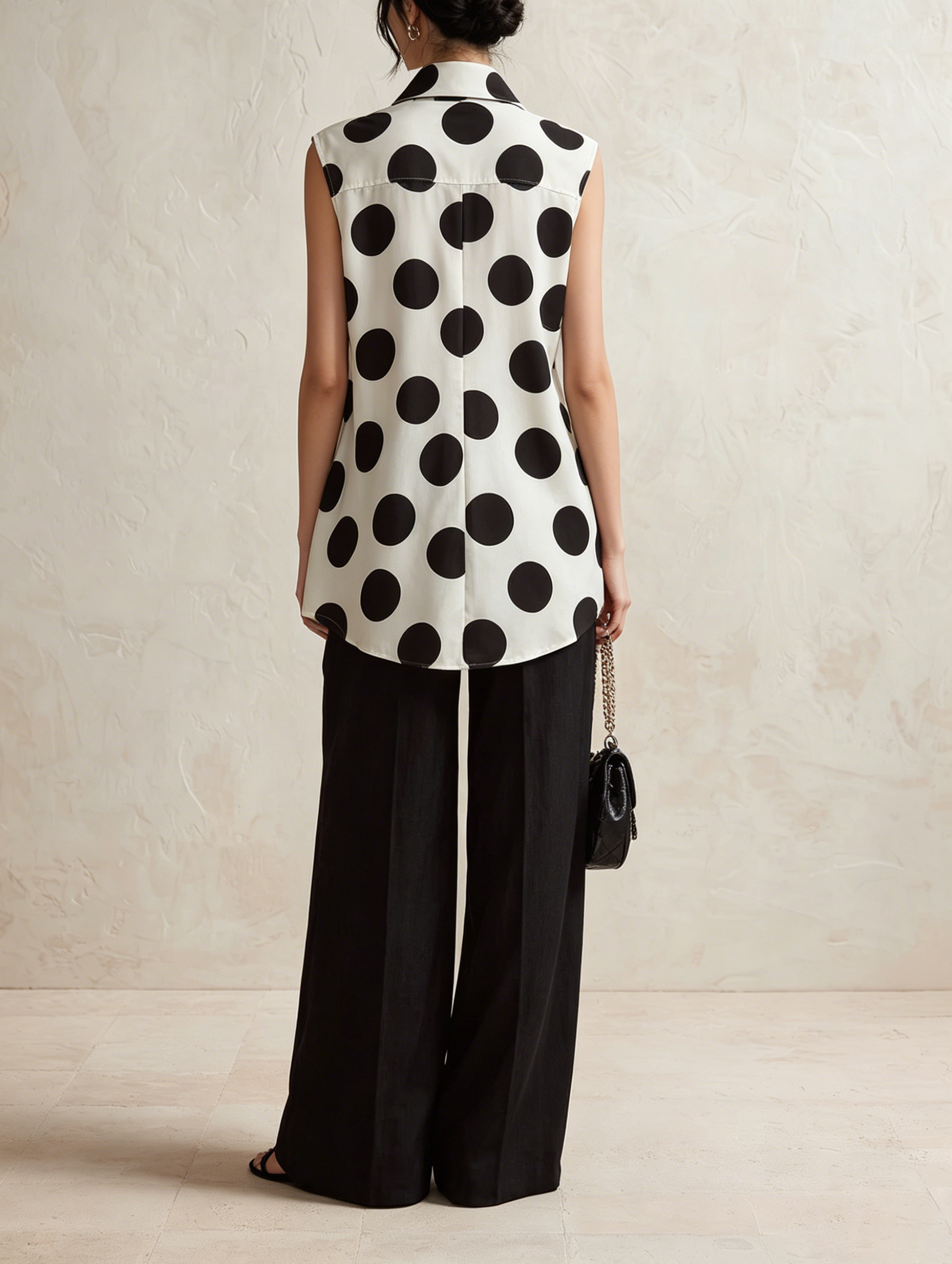 Black High-Waisted Linen-Blend Wide-Leg Trousers