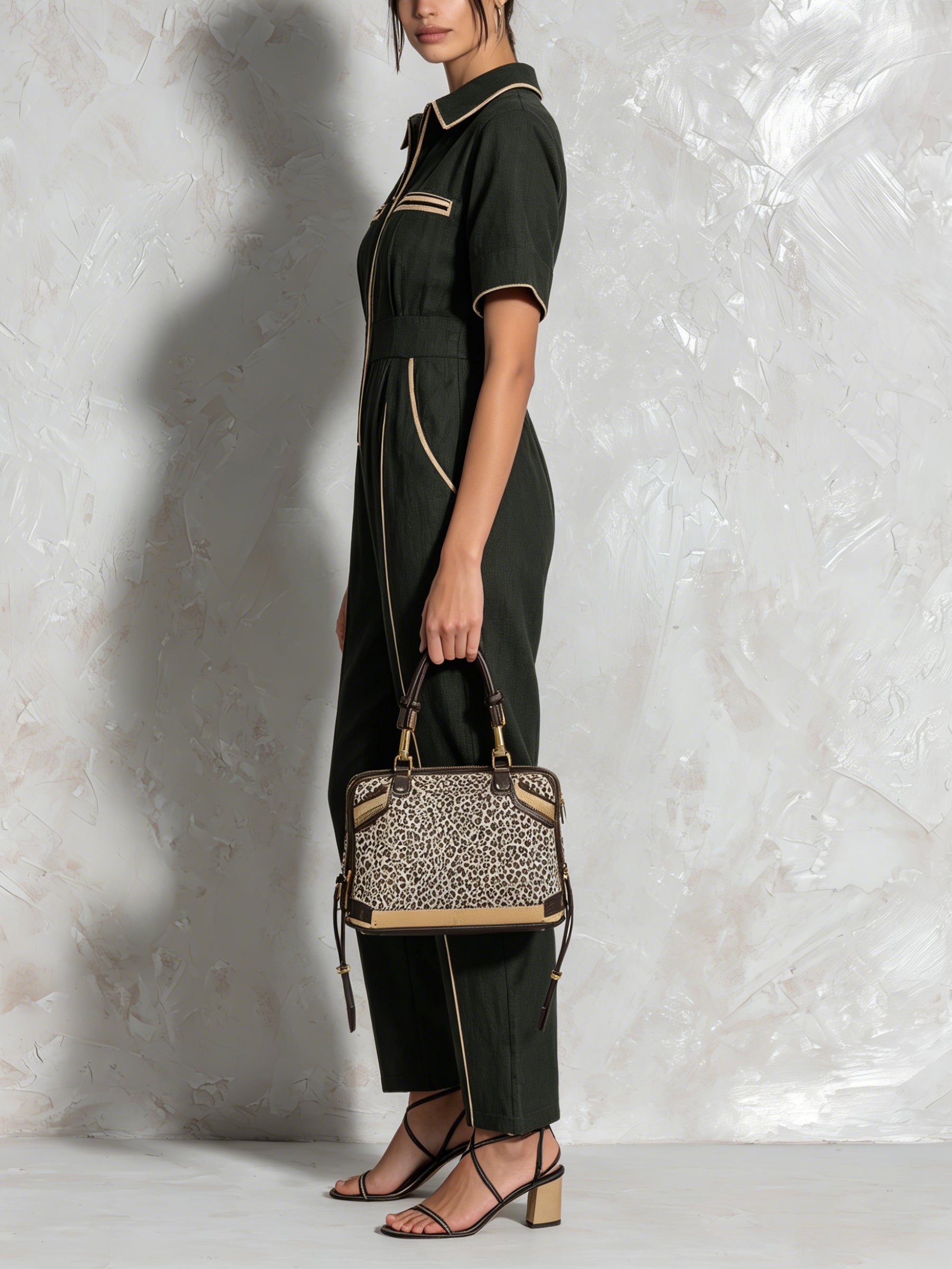 Sophisticated Stripe-Trimmed Full-Length Jumpsuit