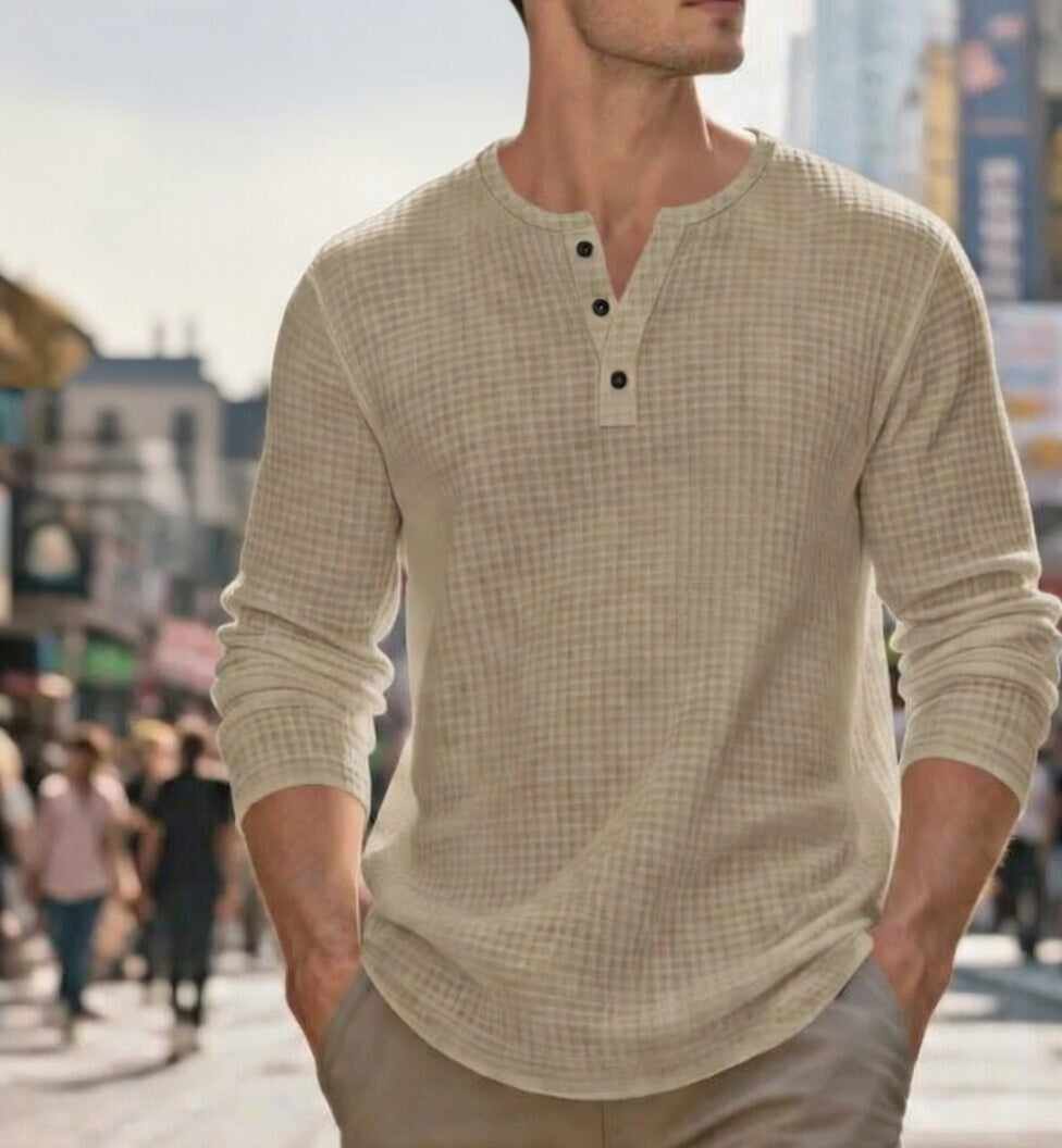 Henry Long Sleeve Retro Bottoming T-shirt