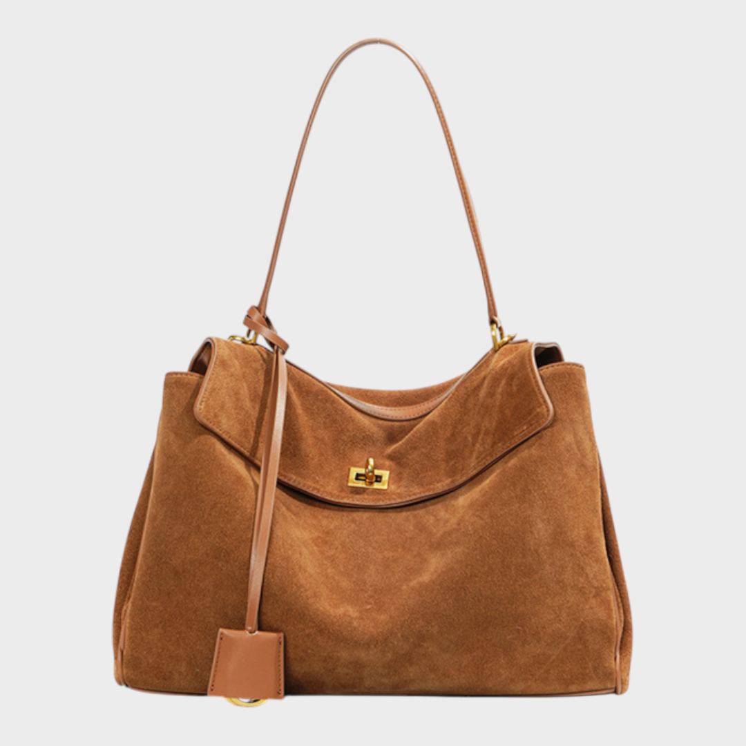 Small 23x10x8 cm / Suede Brown-Gold Hardware