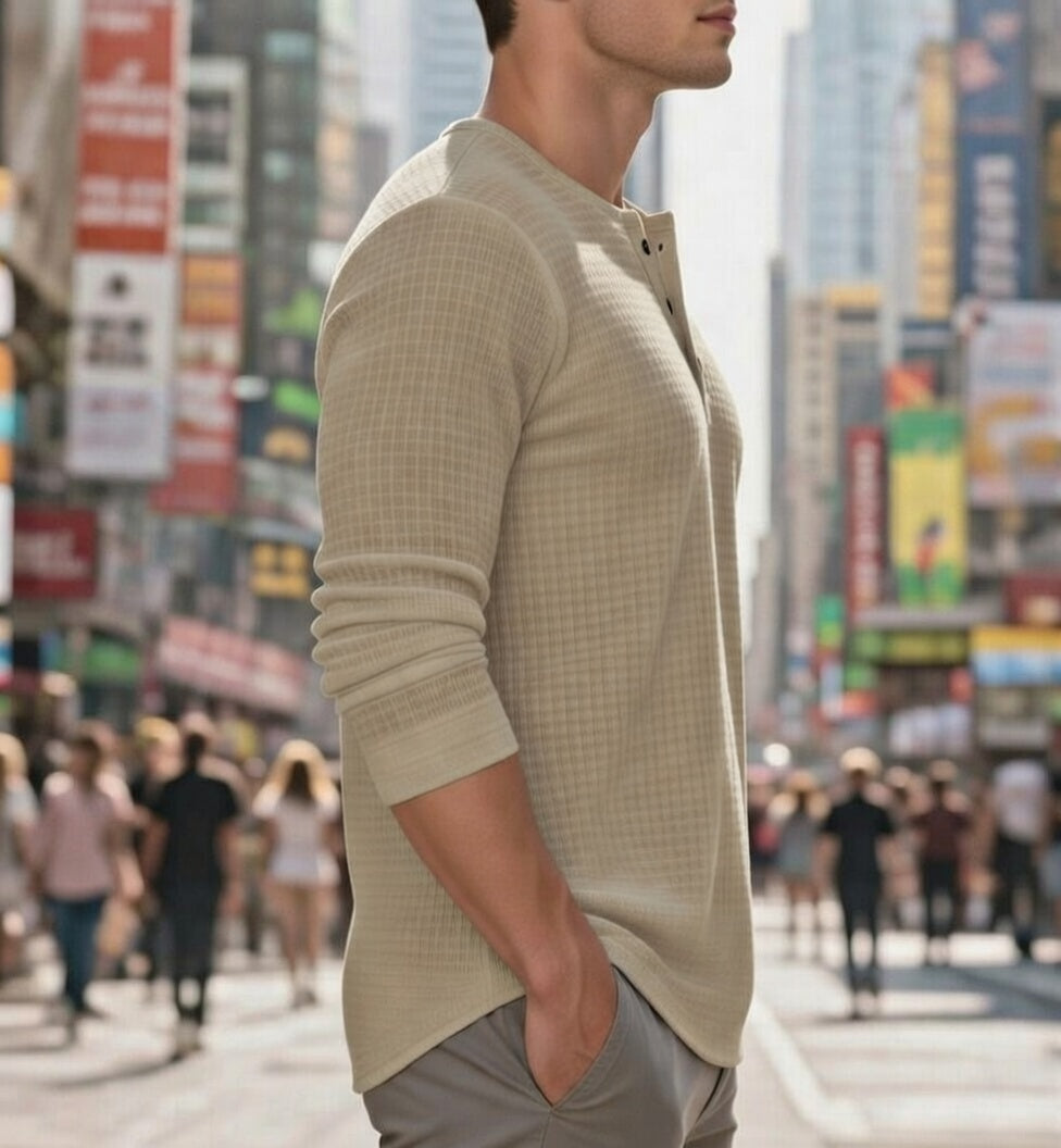 Henry Long Sleeve Retro Bottoming T-shirt