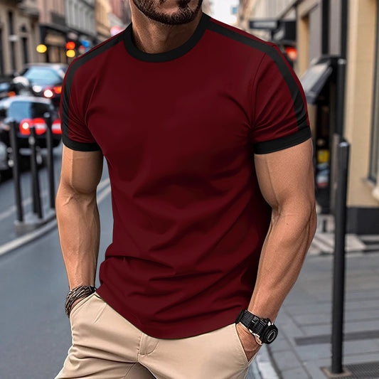 Heren Slim Fit T-Shirt met Contrasterende Details